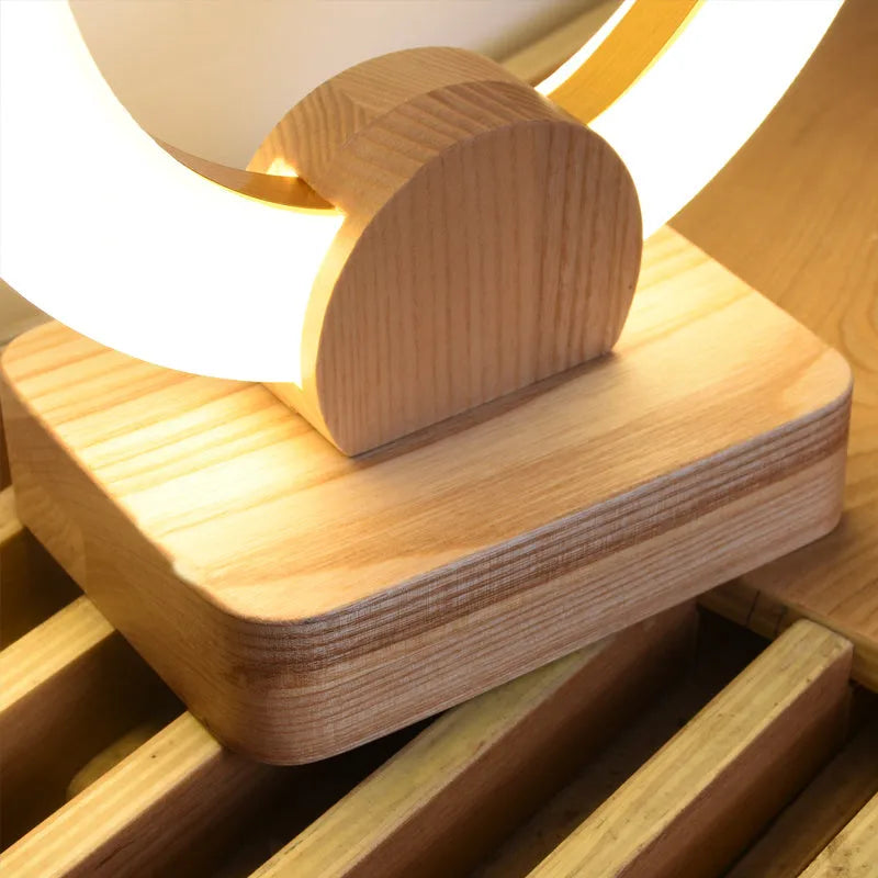 Wooden circular Nordic style chandelier with acrylic shade ceiling light for living room