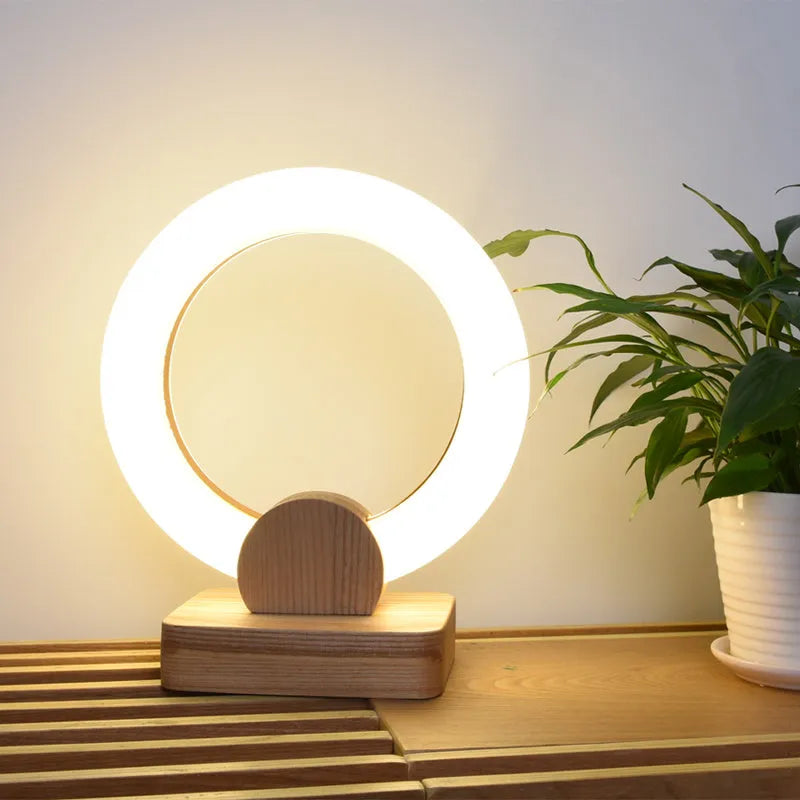 Wooden circular Nordic style chandelier with acrylic shade ceiling light for living room