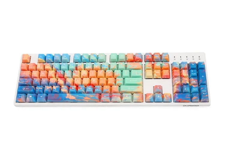Five-sided sublimation sunset OEM keycap with colourful design on all sides for mechanical keyboard customisation
