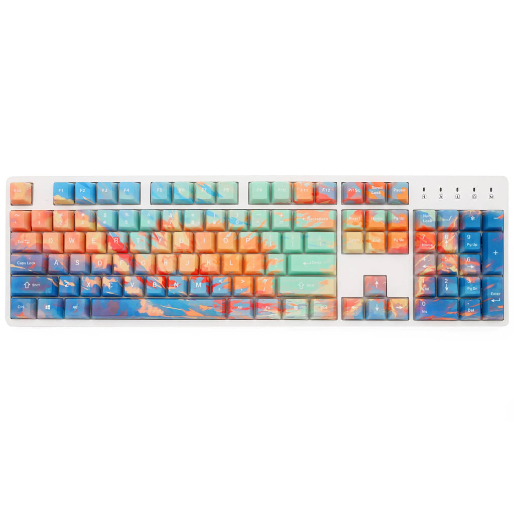 Five-sided sublimation sunset OEM keycap with colourful design on all sides for mechanical keyboard customisation