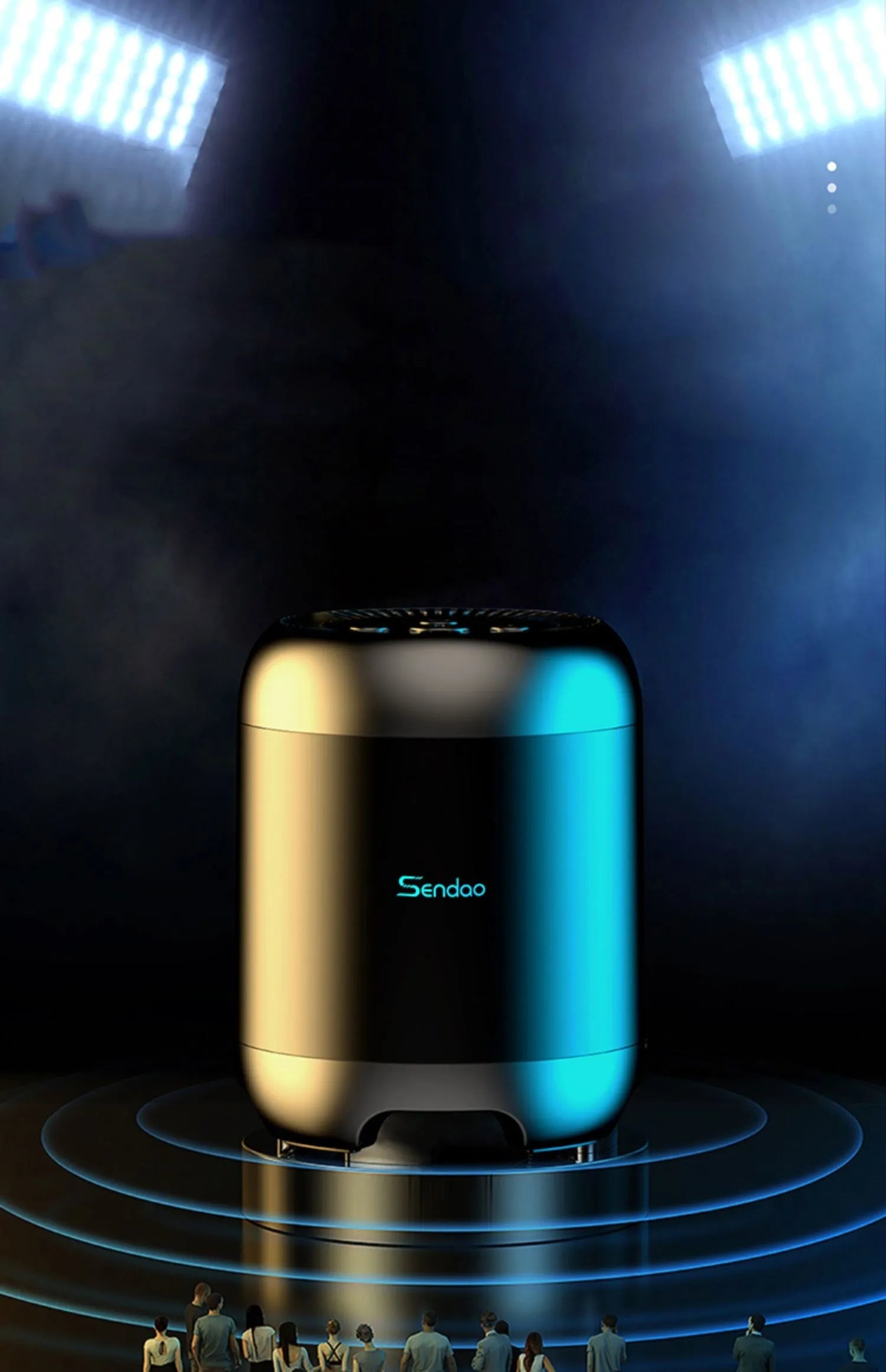 Small black or white wireless Bluetooth speaker with USB port and card reader slot measuring 90x73x73mm