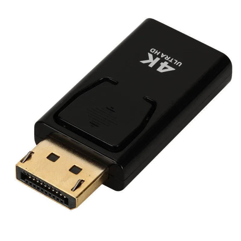 Black DisplayPort to HDMI adapter cable with 4K support and copper core construction