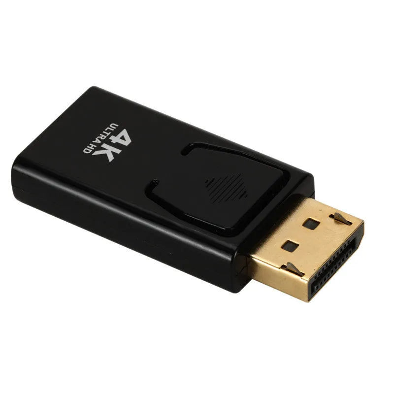 Black DisplayPort to HDMI adapter cable with 4K support and copper core construction