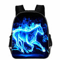 Cartoon horse animal head school backpack in multiple sizes with sandwich zipper bag organisation
