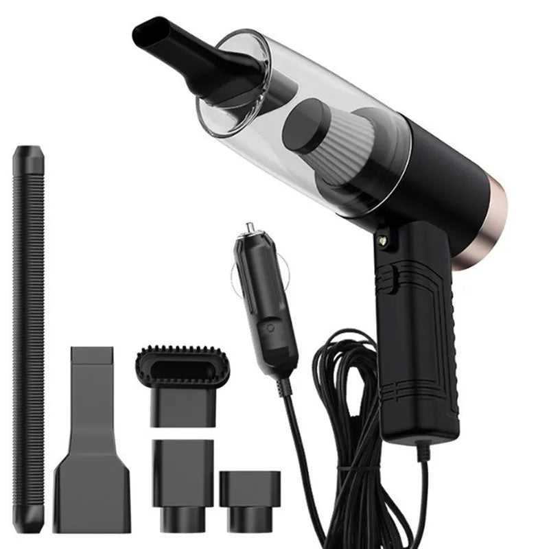 Handheld car vacuum cleaner with accessories in black or white colour