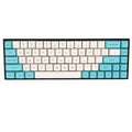 Set of 68 PBT double-shot keycaps for mechanical keyboards in various colour options on a grey background.