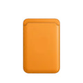 Black magnetic leather wallet case for iPhone showing integrated card holder on back