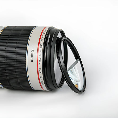 77mm split focus half moon mirror camera filter with microfibre cloth and shockproof storage bag