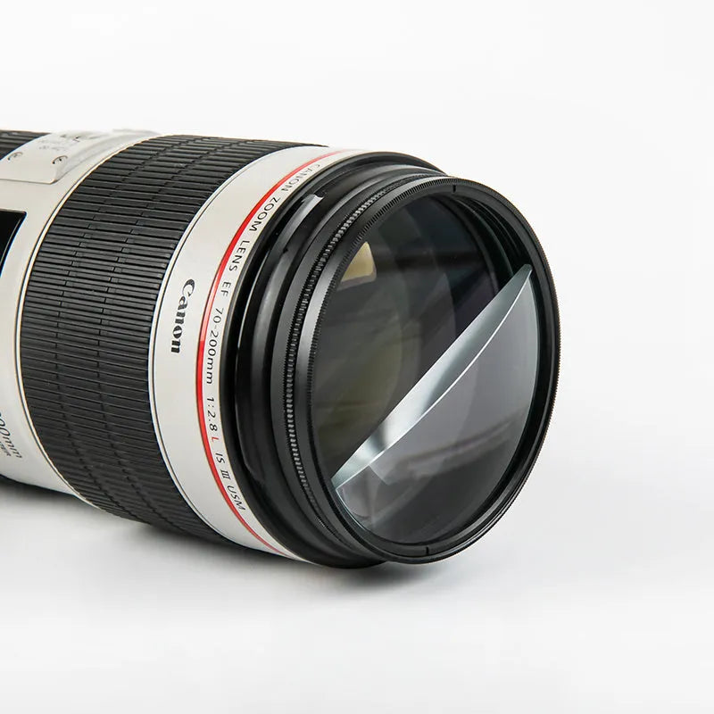 77mm split focus half moon mirror camera filter with microfibre cloth and shockproof storage bag