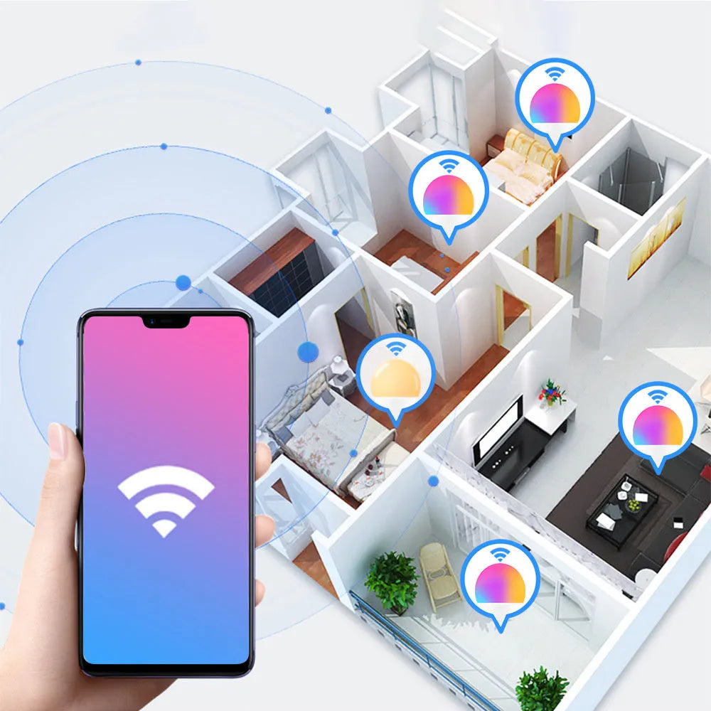15W WiFi smart LED light bulb with RGB colour changing for E27 and B22 screw fittings