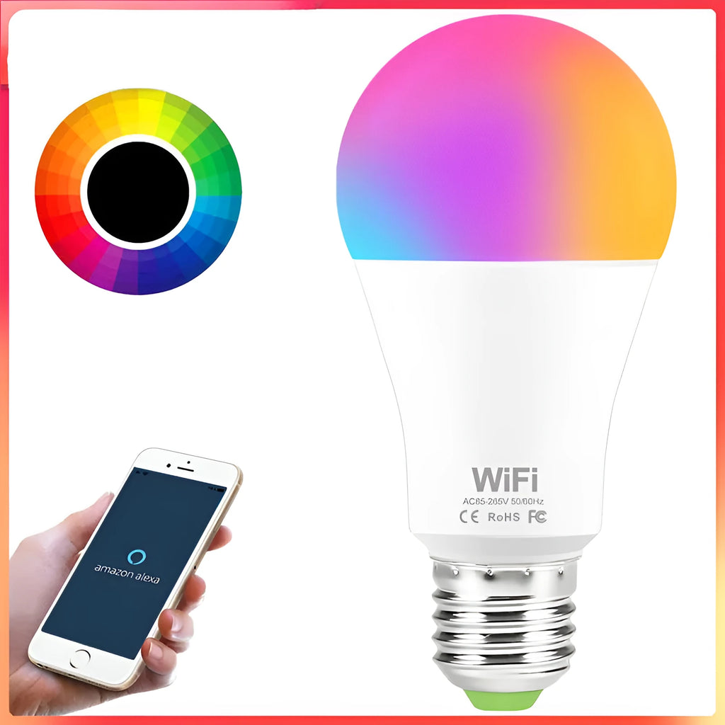 15W WiFi smart LED light bulb with RGB colour changing for E27 and B22 screw fittings