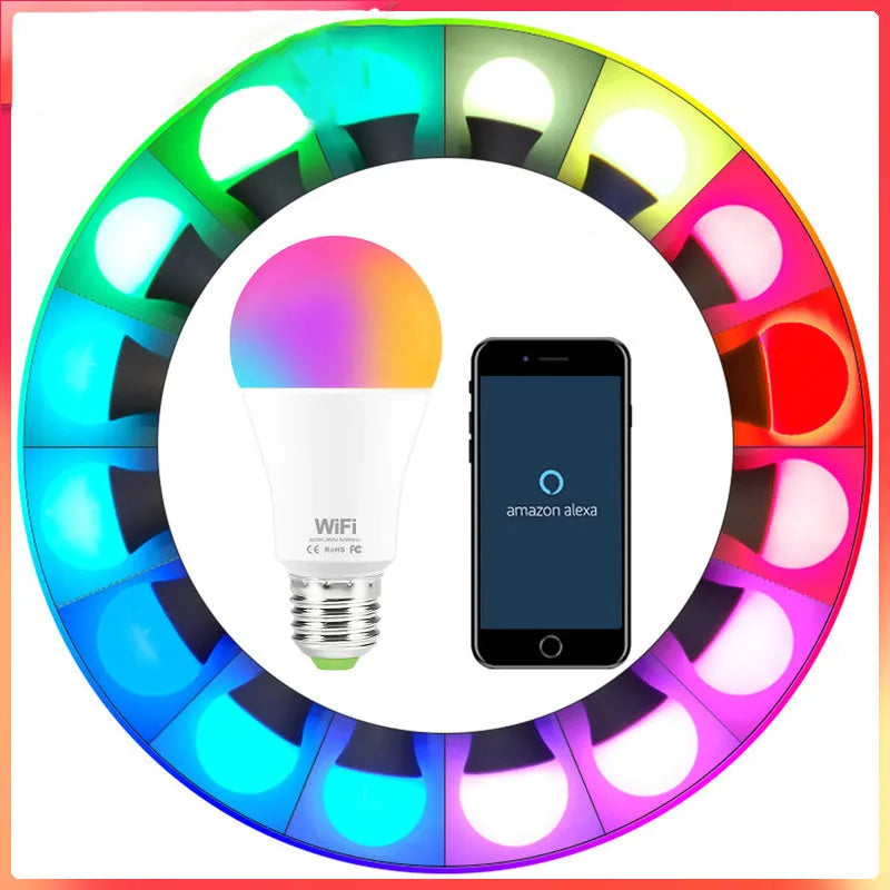 15W WiFi smart LED light bulb with RGB colour changing for E27 and B22 screw fittings