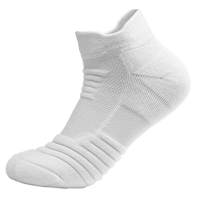 Men's cotton blend sports socks in black, grey, and white with plus size options