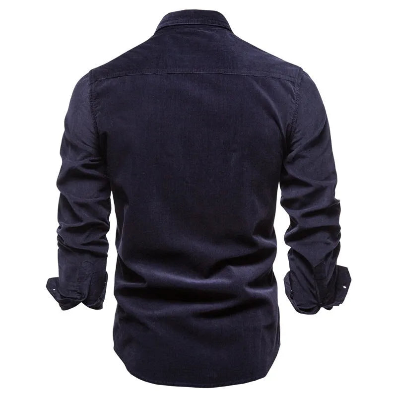 Men's long sleeve linen shirt in multiple colours with size options including Asian measurements