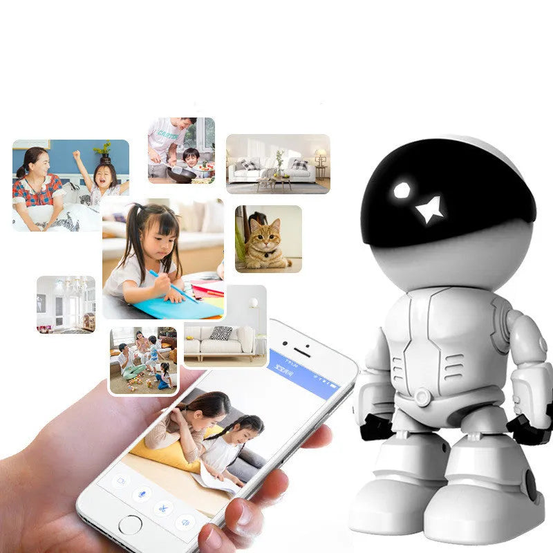 Silver network camera with wide-angle lens and infrared sensors for night vision surveillance