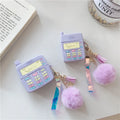 Purple silicone case for Apple AirPods with fur ball pendant