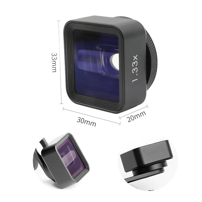 Black SANYK 1.33x mobile phone anamorphic lens for cinematic widescreen video recording