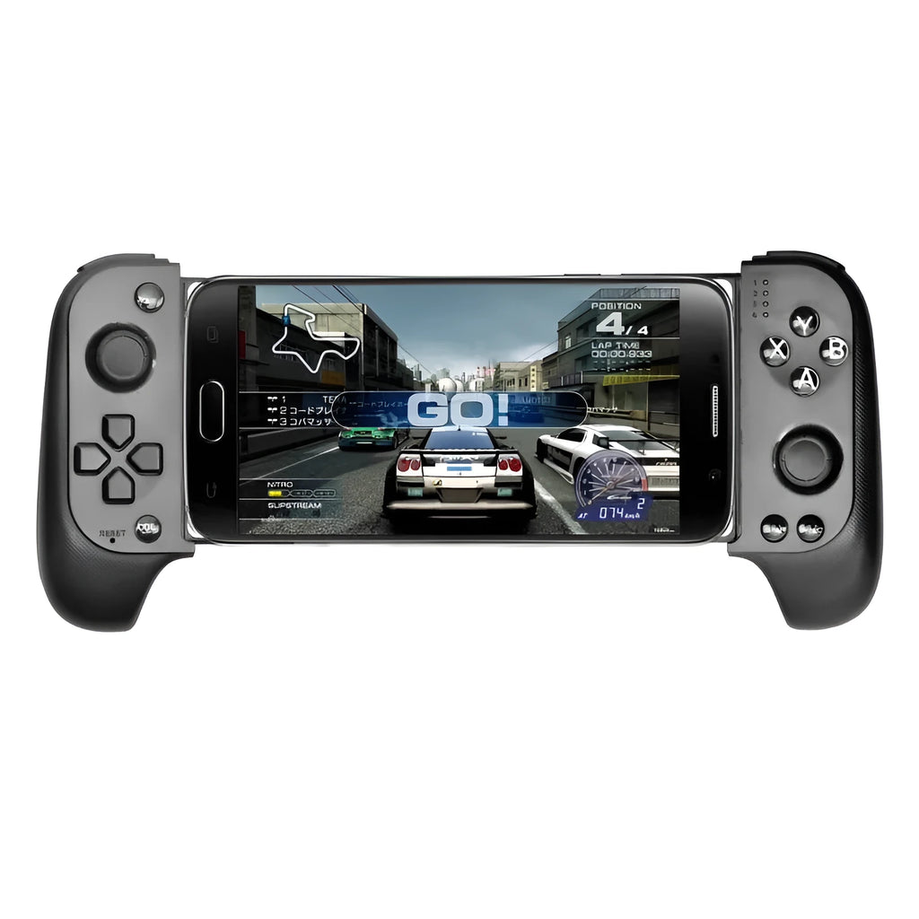 Wireless Bluetooth game controller with telescopic phone holder in black colour