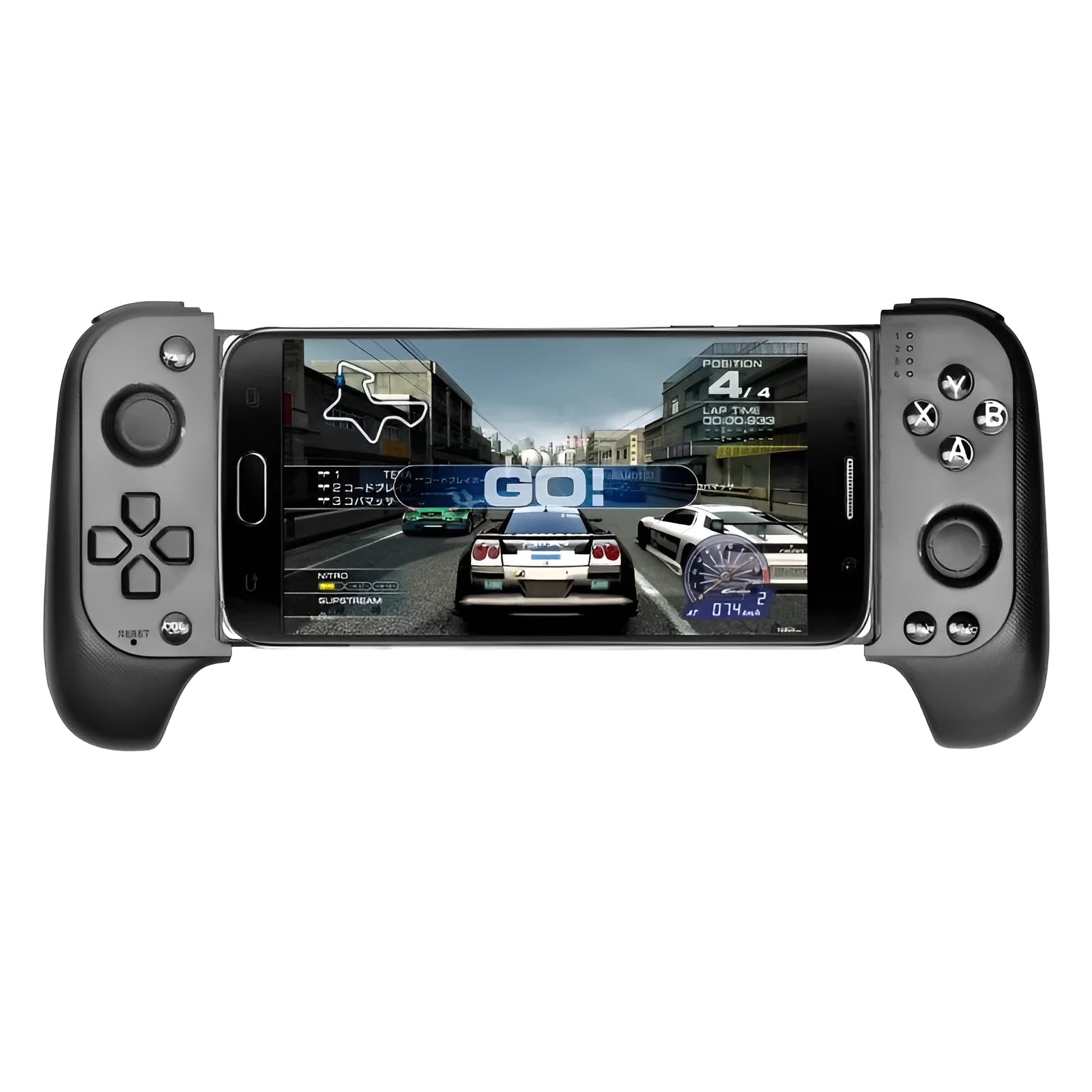 Wireless Bluetooth game controller with telescopic phone holder in black colour