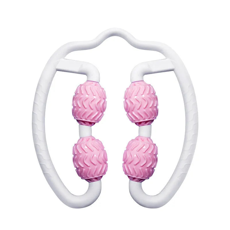 Purple and pink silicone annular leg massage roller for sports fitness recovery equipment
