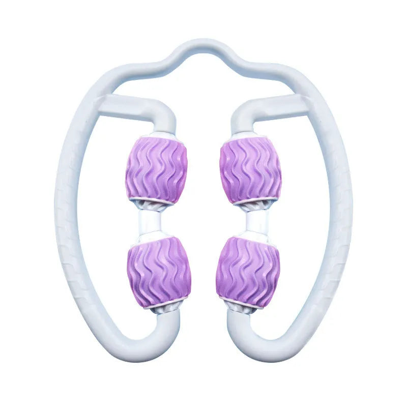Purple and pink silicone annular leg massage roller for sports fitness recovery equipment