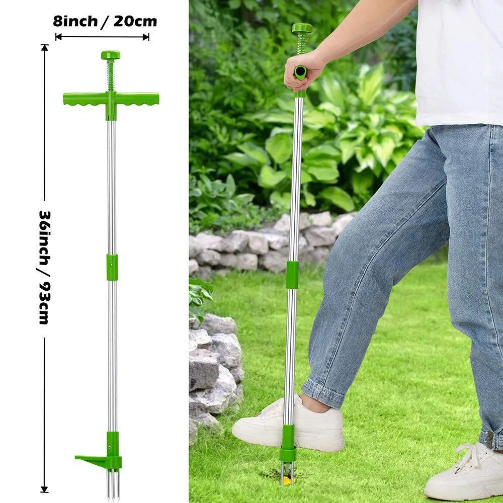 Aluminium and plastic manual garden weeding tool measuring 50cm in length.