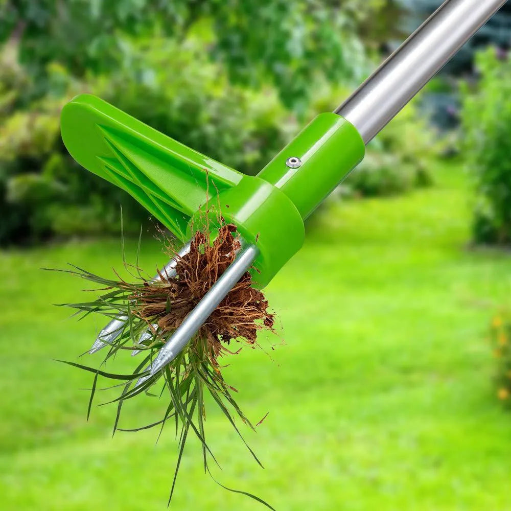 Aluminium and plastic manual garden weeding tool measuring 50cm in length.