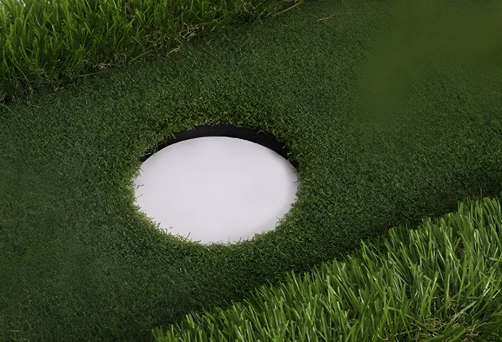 Green golf training mat with PP grass surface on a high elastic EVA base, shown in a customisable size.