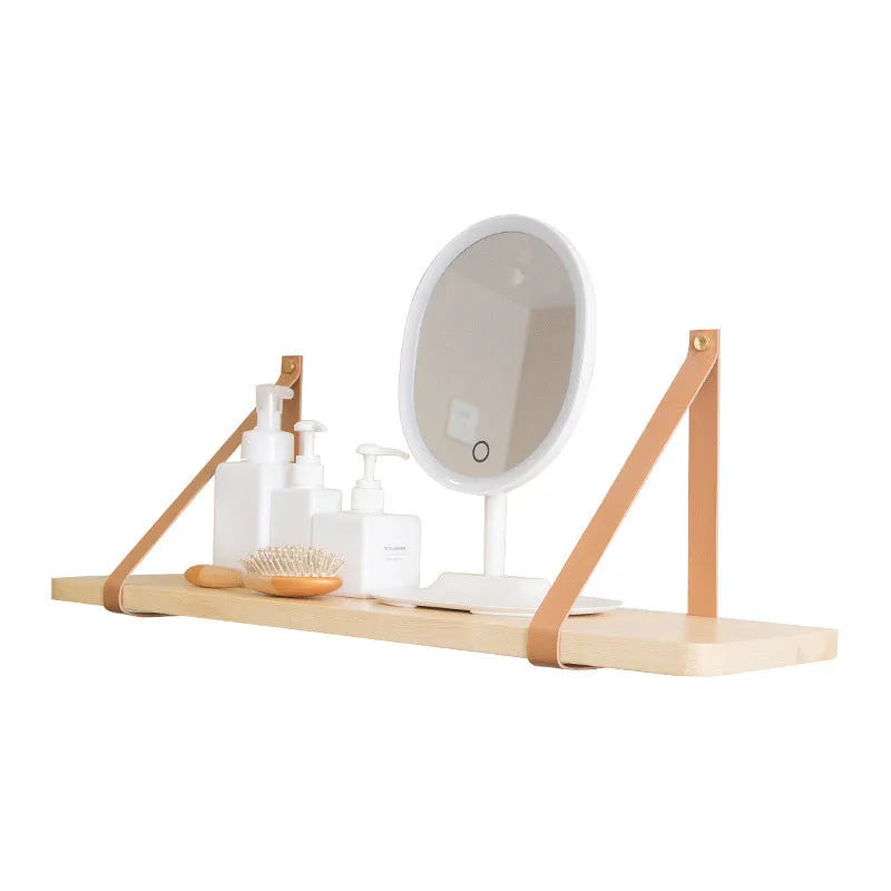 Pine wood wall mounted storage rack in Nordic style, 50cm wide by 16cm high.