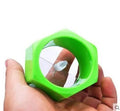Yellow spiral vegetable cutter with ABS plastic construction showing 8cm diameter dimensions