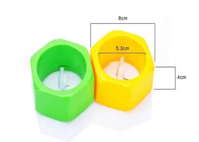 Yellow spiral vegetable cutter with ABS plastic construction showing 8cm diameter dimensions