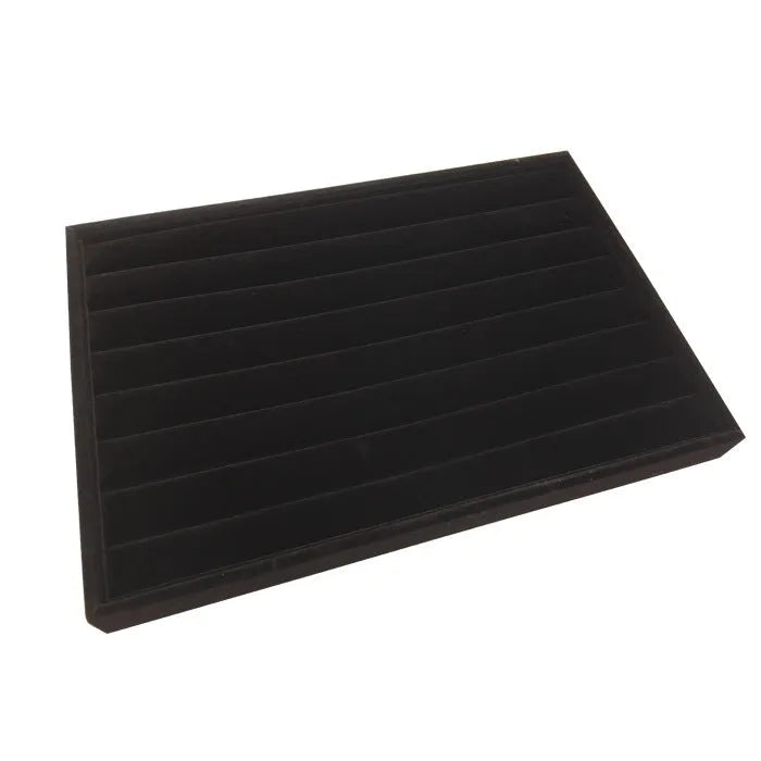 Wooden flannel ring display box with elastic band ring plate in grey for ring storage