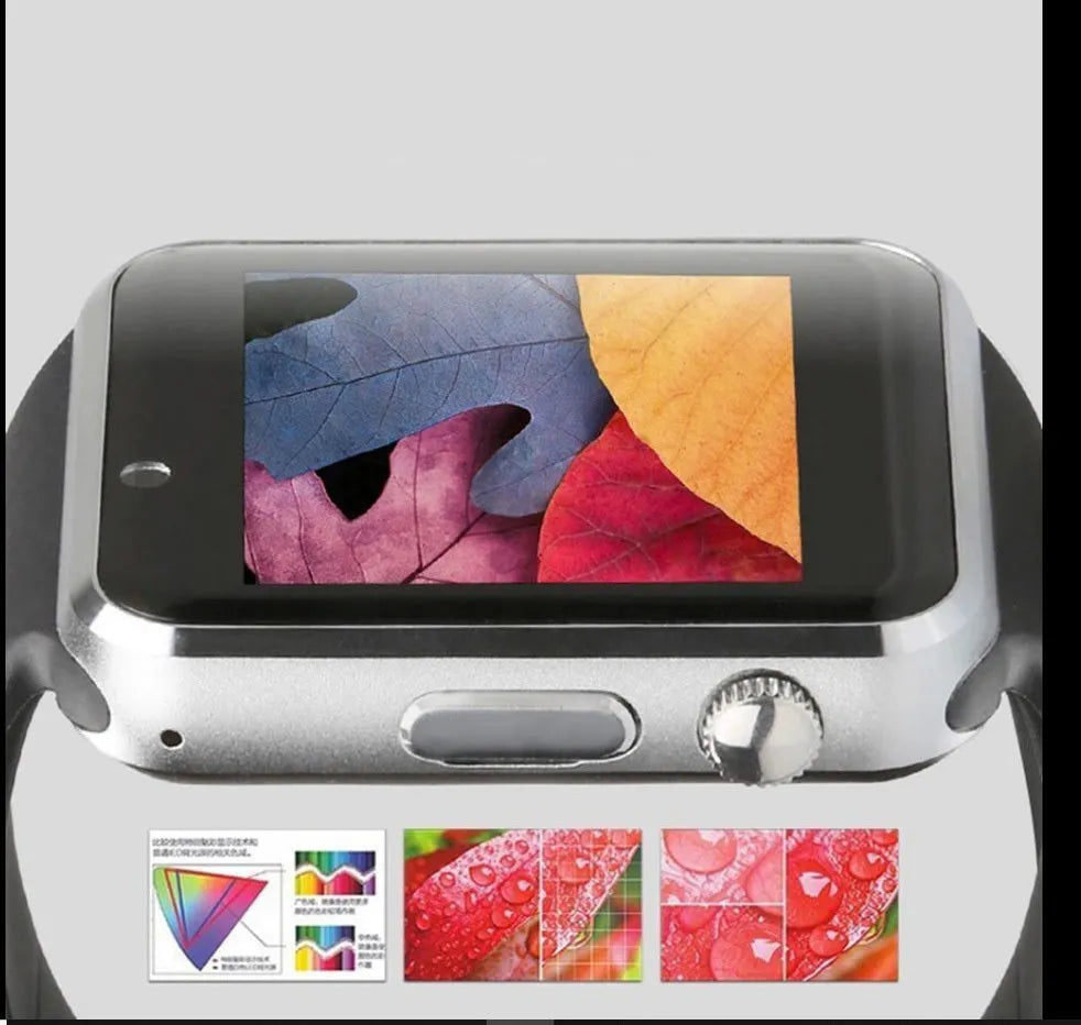 Cross-border A1 smart watch with 1.54-inch touch screen shown in multiple colour options including black, silver, white, gold, pink, red, green, and blue