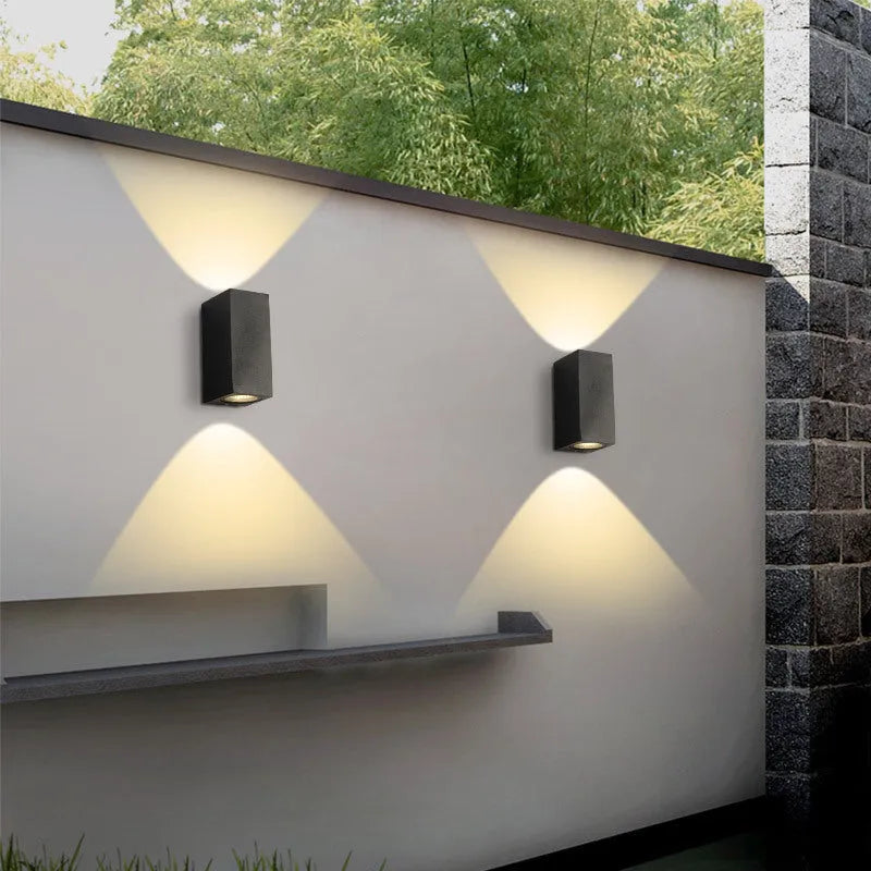 Villa outdoor balcony aisle LED waterproof wall lamp in square style with warm white light