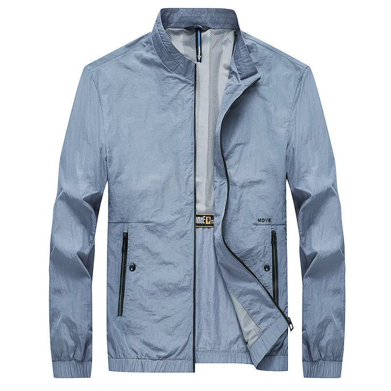 Kentino light blue mens casual summer shirt with short sleeves on a hanger.