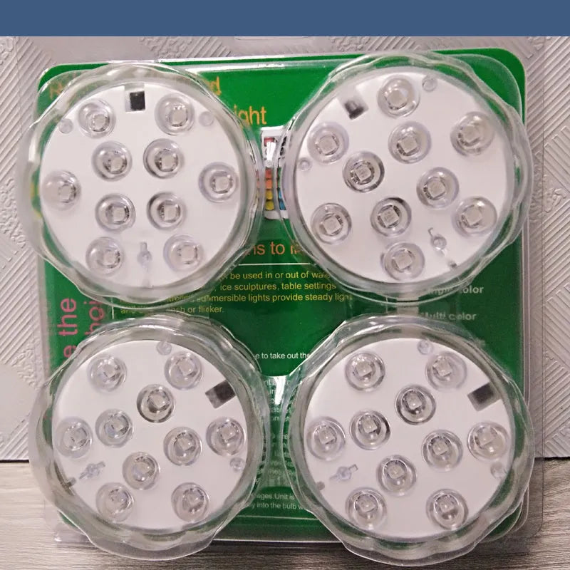 White waterproof LED light with remote control for pool and garden decoration.