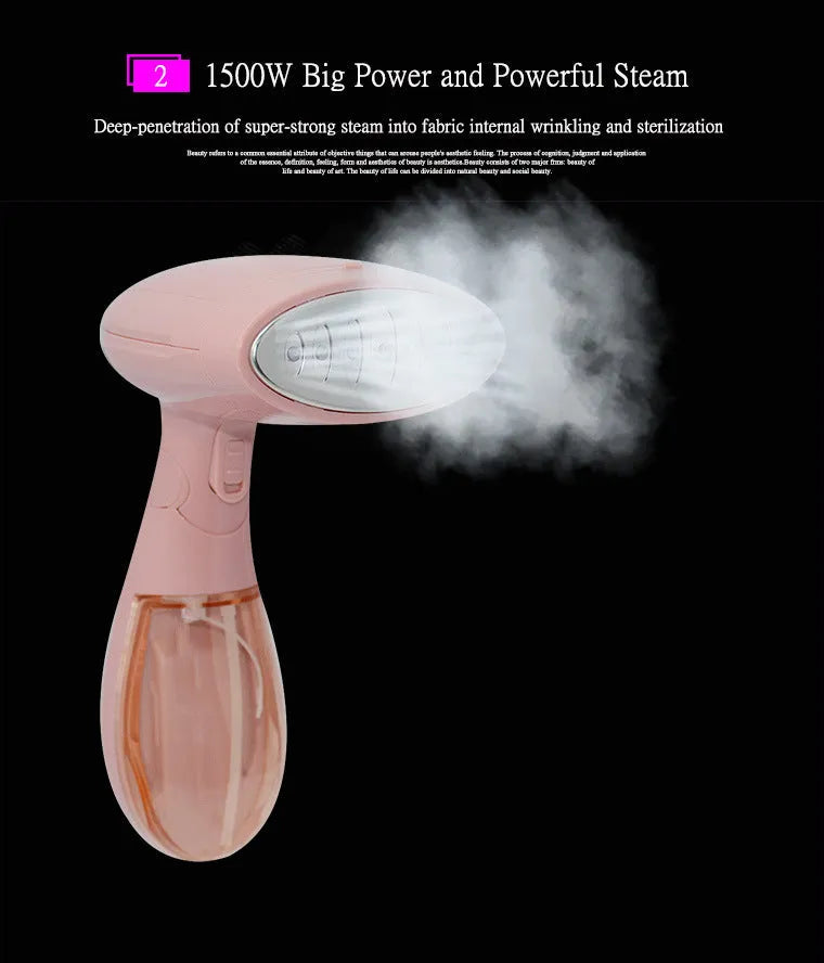 Pink Sokany handheld steam ironing brush with bristles and steam vent