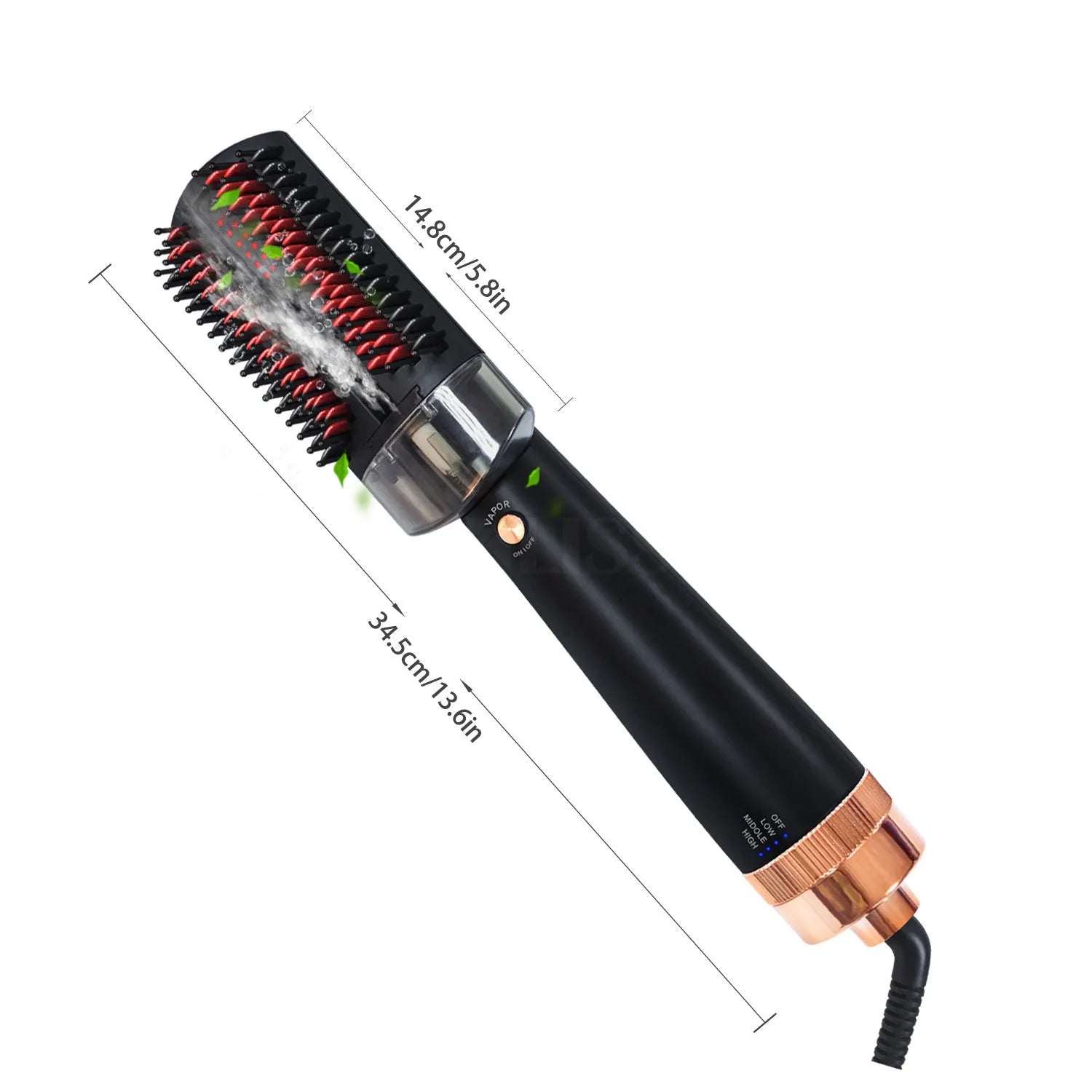 Black or pink professional infrared hair styling comb with tourmaline ceramic heating element