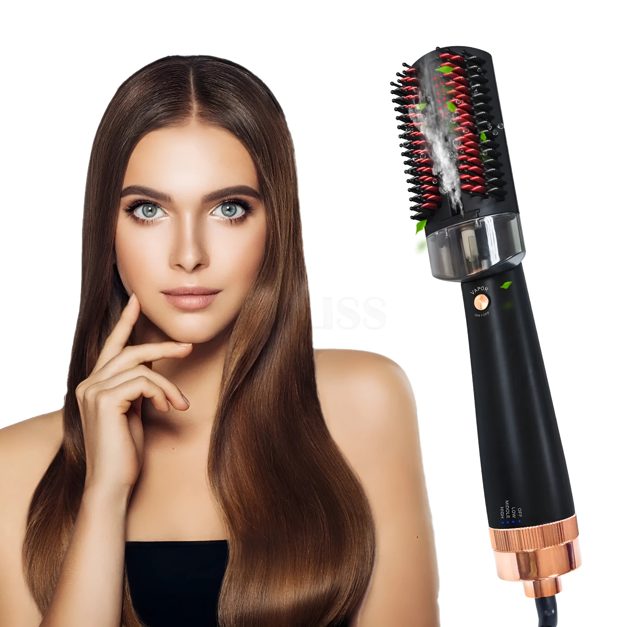Black or pink professional infrared hair styling comb with tourmaline ceramic heating element