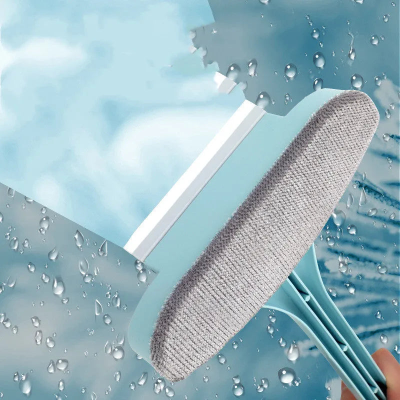 Blue window screen cleaning brush with a separate crevice brush tool for household window cleaning