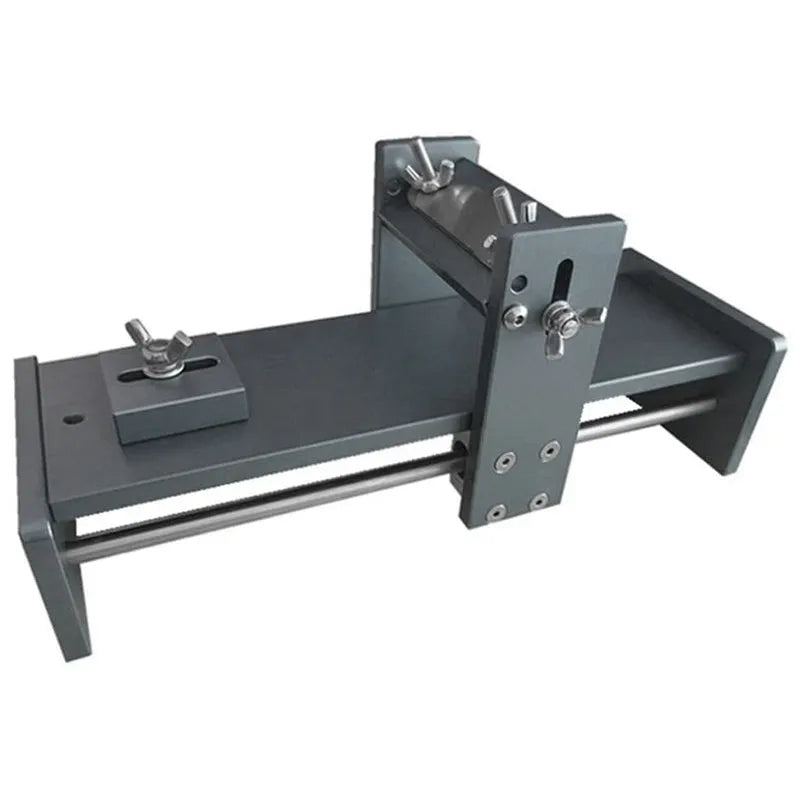 Fixed angle sharpening tool made of aluminium alloy and stainless steel for sharpening woodworking chisels and knives.