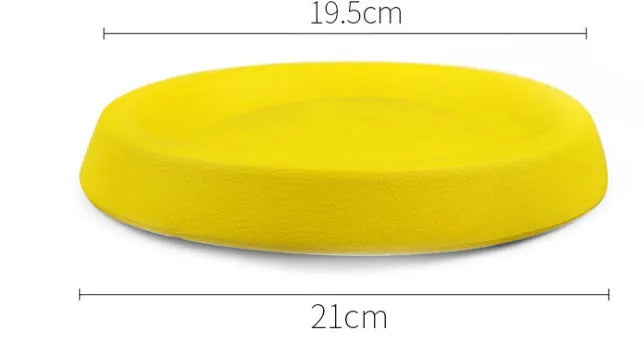 Bright yellow EVA dog throwing toy for interactive training and play activities