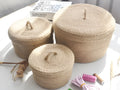 Japanese style linen storage basket with dustproof cover in three sizes for underwear organisation