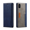Black flip wallet phone case for iPhone showing card slots and retro leather design.