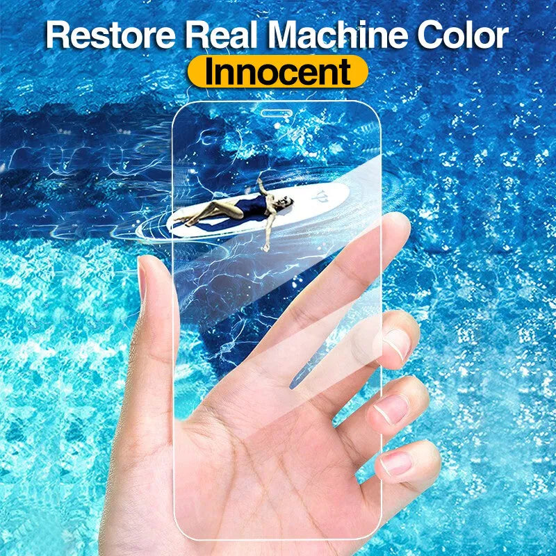 Four transparent tempered glass screen protectors for Apple iPhone with anti-blue light protection