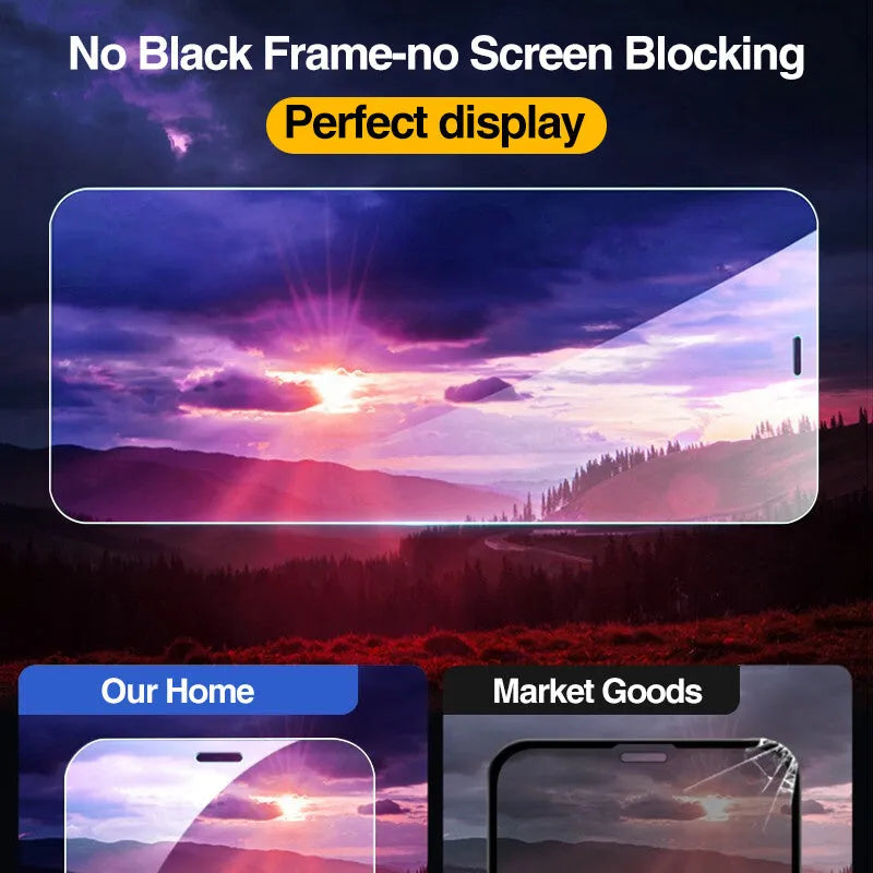 Four transparent tempered glass screen protectors for Apple iPhone with anti-blue light protection