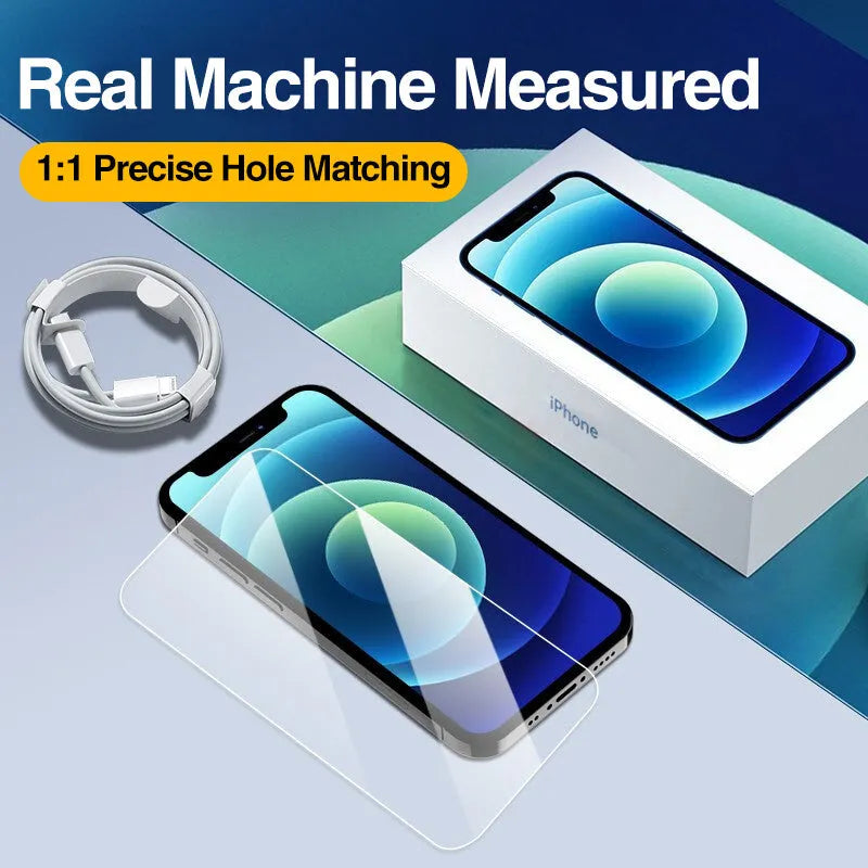 Four transparent tempered glass screen protectors for Apple iPhone with anti-blue light protection