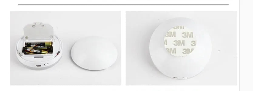 Wireless motion sensing LED light for night-time hallway and cabinet illumination