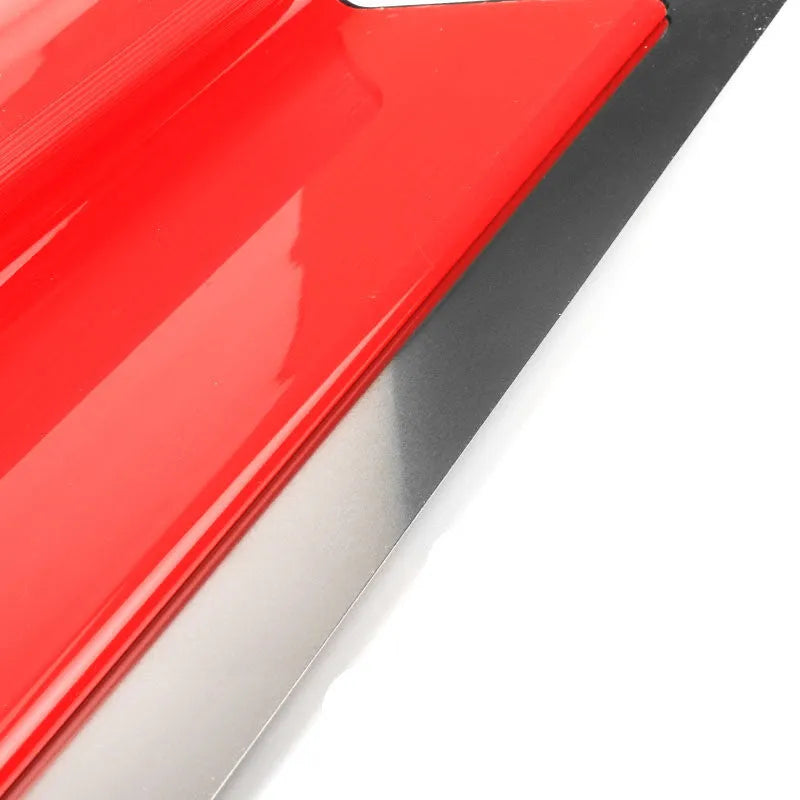 Red 40cm levelling scraper with 0.2mm blade thickness for wall putty and wallpaper work