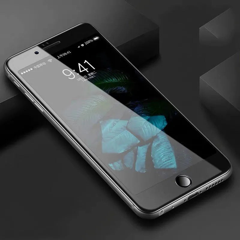 Three-pack of tempered glass screen protectors for iPhone 6, 7, 8 and Plus models in black and white.